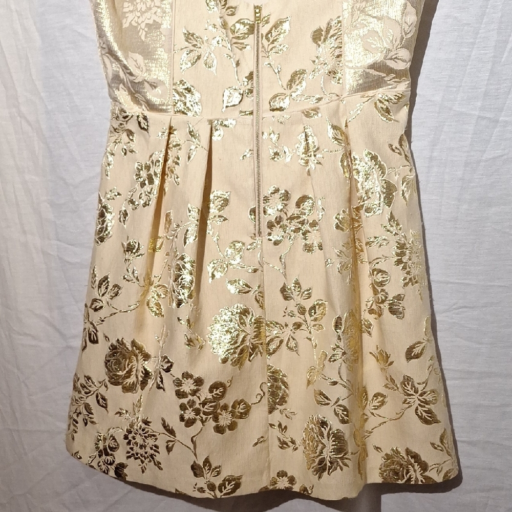 3/$20--Gold Metallic Mini Dress, Floral Rose, Ark & Co. Sz 8, NWOT - Picture 7 of 15